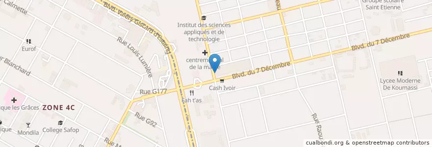 Mapa de ubicacion de Restaurant Orient en Côte D’Ivoire, Abidjan, Koumassi, Marcory.