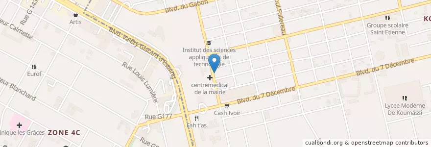 Mapa de ubicacion de Cafeteria du 6e Arrondissement en Elfenbeinküste, Abidjan, Koumassi, Marcory.