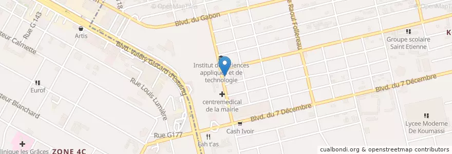 Mapa de ubicacion de La poste en Elfenbeinküste, Abidjan, Koumassi, Marcory.