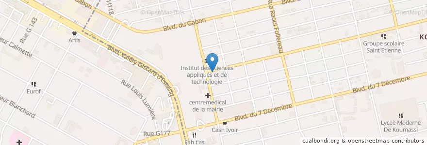Mapa de ubicacion de Banque Atlantique en 科特迪瓦, 阿比让, Koumassi, Marcory.
