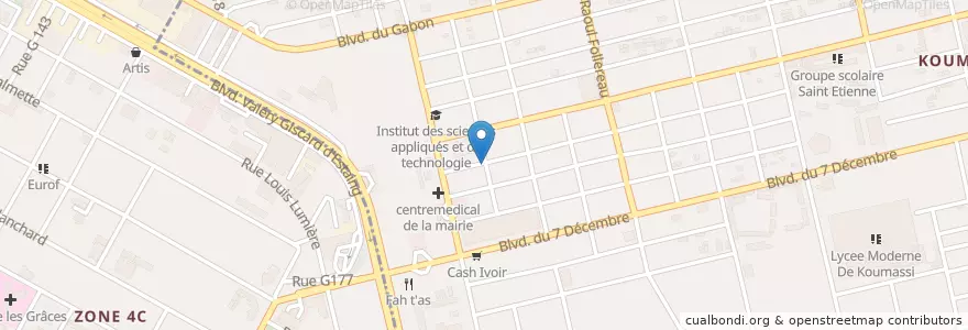 Mapa de ubicacion de Pharmacie M'Pike en Elfenbeinküste, Abidjan, Koumassi, Marcory.
