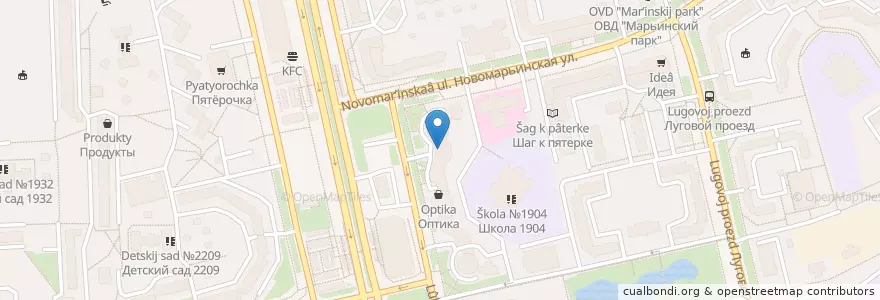 Mapa de ubicacion de Saperavi Cafe en روسیه, Центральный Федеральный Округ, Москва, Юго-Восточный Административный Округ, Район Марьино.