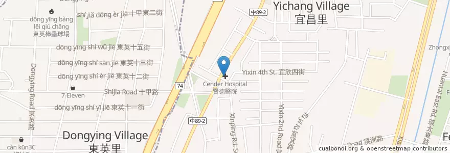 Mapa de ubicacion de 賢德醫院 en Тайвань, Тайчжун, 太平區.