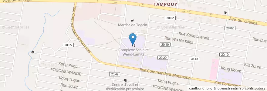Mapa de ubicacion de Complexe Scolaire Wend-Lamita en ブルキナファソ, Centre, Kadiogo, ワガドゥグー.