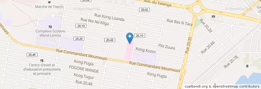 Mapa de ubicacion de Centre medical urbain du secteur 16 en 布基纳法索, Centre, Kadiogo, 瓦加杜古.