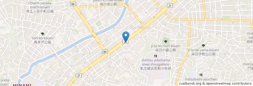 Mapa de ubicacion de 大橋薬局 en Japón, Prefectura De Kanagawa, Yokohama, Barrio Minami.
