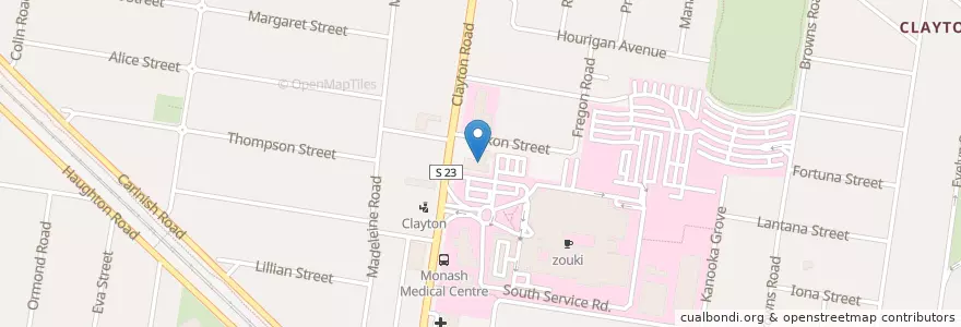 Mapa de ubicacion de All Saints Anglican Church, Clayton en Avustralya, Victoria, City Of Monash.