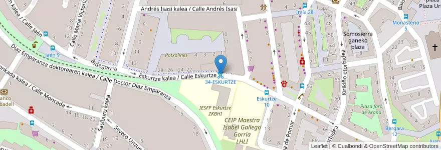 Mapa de ubicacion de 34-ESKURTZE en Spanien, Autonome Gemeinschaft Baskenland, Bizkaia, Bilboaldea, Bilbao.