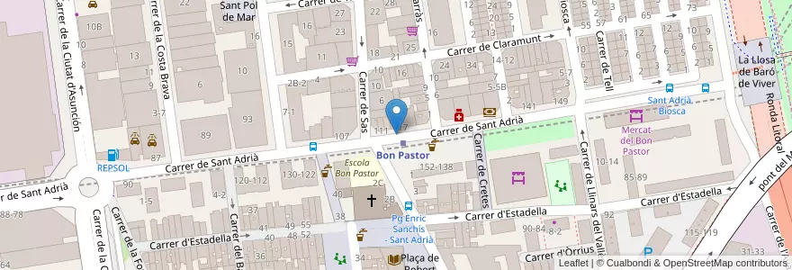 Mapa de ubicacion de 340 - Carrer Sant Adrià 113 en Espanha, Catalunha, Barcelona, Barcelonès, Barcelona.