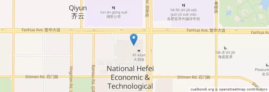 Mapa de ubicacion de 中影国际影城 en 中国, 安徽省, 合肥市, 蜀山区 (Shushan), 合肥市区, 合肥经济技术开发区.