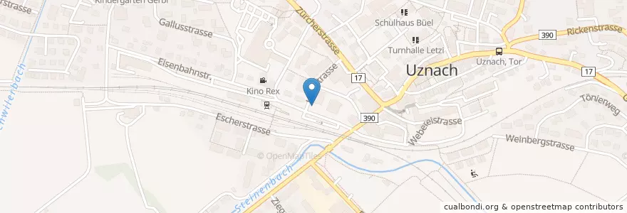 Mapa de ubicacion de Restaurant Linth en Suisse, Saint-Gall, Wahlkreis See-Gaster, Uznach.