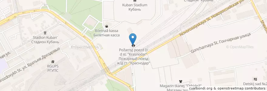 Mapa de ubicacion de Пожарный поезд ст. "Краснодар" en Russland, Föderationskreis Südrussland, Region Krasnodar, Городской Округ Краснодар.