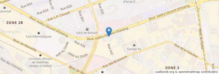Mapa de ubicacion de Station Shell Zone 2 en Ivory Coast, Abidjan, Treichville.
