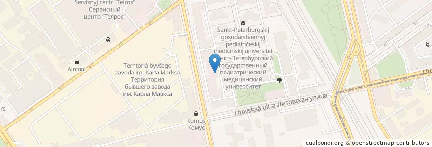 Mapa de ubicacion de Сбербанк en Russie, District Fédéral Du Nord-Ouest, Oblast De Léningrad, Saint-Pétersbourg, Выборгский Район, Округ Сампсониевское.