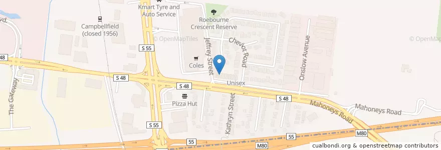 Mapa de ubicacion de Cafe en Australien, Victoria, City Of Hume.