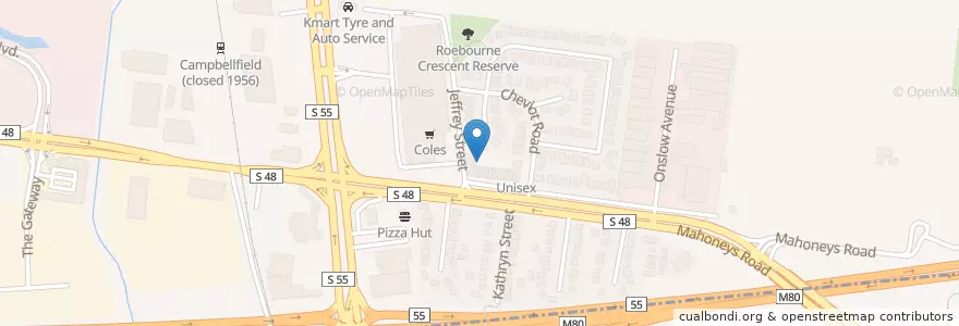 Mapa de ubicacion de Cheesecake Shop en Australia, Victoria, City Of Hume.