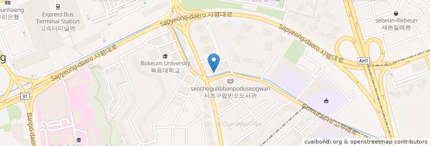 Mapa de ubicacion de 신한은행 en Республика Корея, Сеул, 서초구, 반포동, 반포1동.