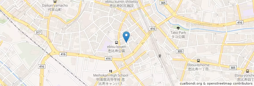 Mapa de ubicacion de 恵比寿神社 en Jepun, 東京都.