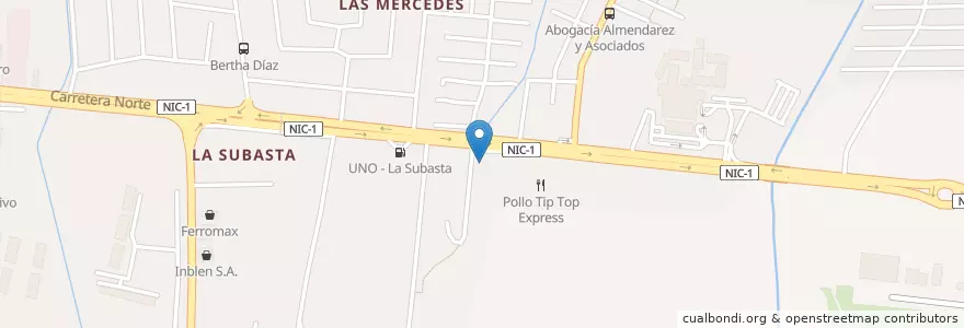 Mapa de ubicacion de Banco Lafise Bancentro en Никарагуа, Departamento De Managua, Managua (Municipio).