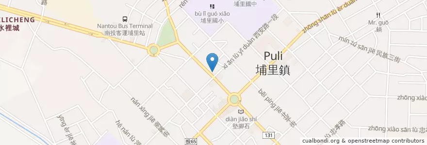 Mapa de ubicacion de 貴族世家牛排館 en Taïwan, Province De Taïwan, Comté De Nantou, 埔里鎮.