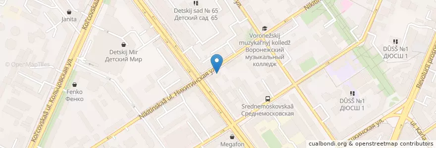Mapa de ubicacion de Детский сад № 6 en Rússia, Distrito Federal Central, Oblast De Voronej, Городской Округ Воронеж.