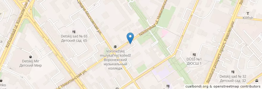 Mapa de ubicacion de Детский сад № 17 en Rusia, Distrito Federal Central, Óblast De Vorónezh, Городской Округ Воронеж.