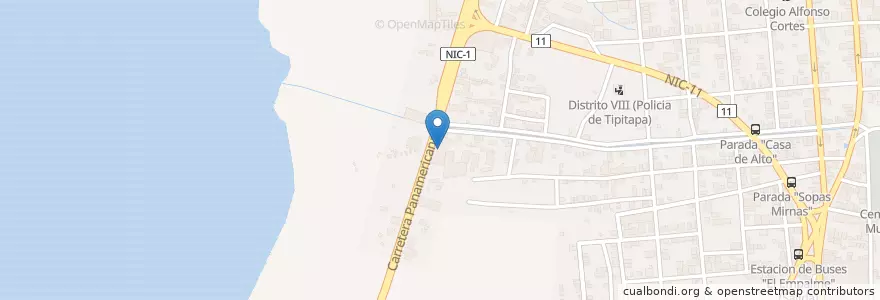 Mapa de ubicacion de Sopas "El Punto" en Nicaragua, Departamento De Managua, Tipitapa (Municipio).