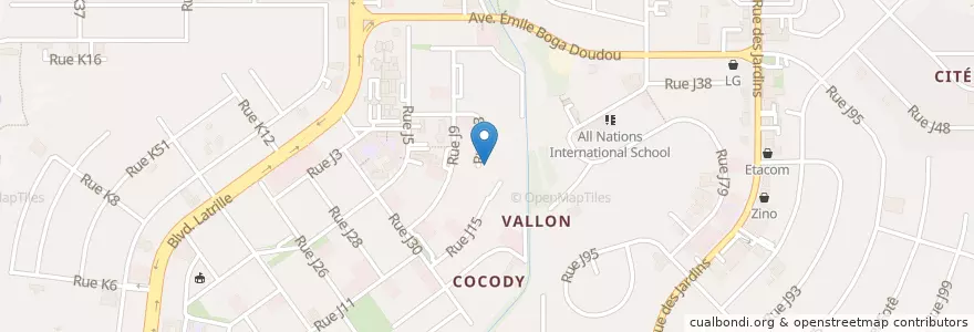 Mapa de ubicacion de École Le Fleuron des Deux-Plateaux en Côte D’Ivoire, Abidjan, Cocody.