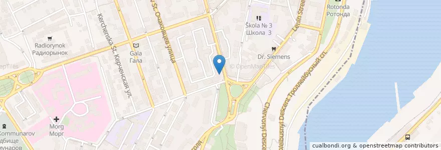 Mapa de ubicacion de Pizza Chelentano en 俄罗斯/俄羅斯, 南部联邦管区, 塞瓦斯托波尔, 塞瓦斯托波尔, Ленинский Район, Ленинский Округ.