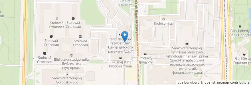 Mapa de ubicacion de Аладент en ロシア, 北西連邦管区, レニングラード州, サンクト ペテルブルク, Московский Район.