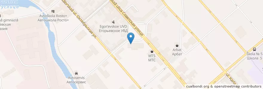 Mapa de ubicacion de Егорьевск en Россия, Центральный Федеральный Округ, Московская Область, Городской Округ Егорьевск.