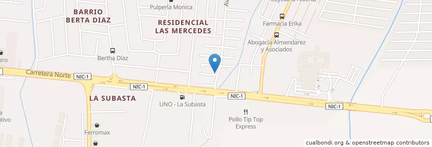 Mapa de ubicacion de Comedor en Nicaragua, Departamento De Managua, Managua (Municipio).