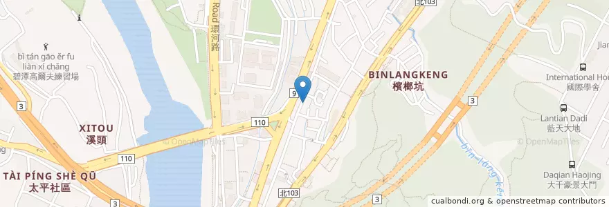 Mapa de ubicacion de 劉漣麵 en Taïwan, Nouveau Taipei, Xindian.