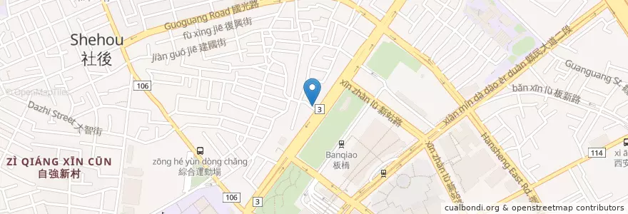 Mapa de ubicacion de 臺灣土地銀行 en تايوان, تايبيه الجديدة, 板橋區.