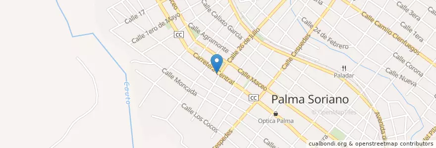 Mapa de ubicacion de Cafeteria 1 en كوبا, Santiago De Cuba, Palma Soriano, Ciudad De Palma Soriano.