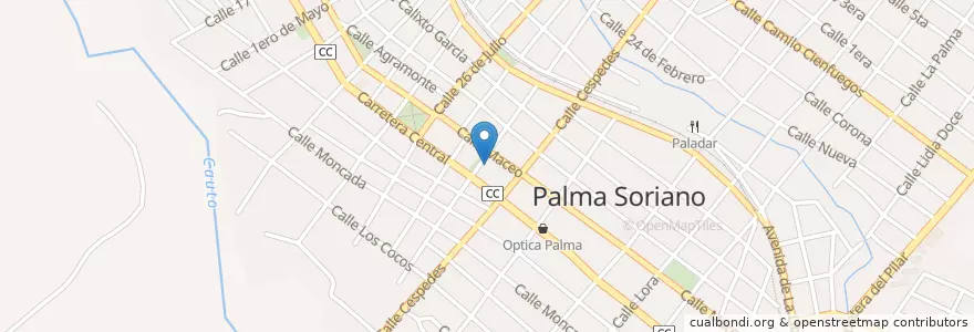 Mapa de ubicacion de Edificio del Poder Popular Palma en Куба, Сантьяго-Де-Куба, Palma Soriano, Ciudad De Palma Soriano.