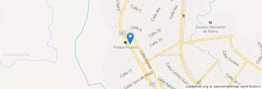 Mapa de ubicacion de Centro de Hemodialisis Palma en Küba, Santiago De Cuba, Palma Soriano.