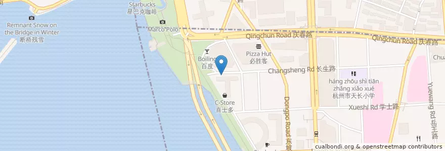 Mapa de ubicacion de Banana Leaf en 中国, 浙江省, 杭州市, 上城区, 湖滨街道.