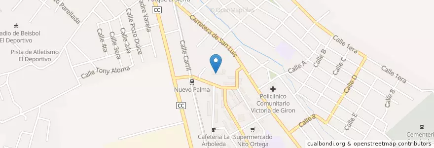Mapa de ubicacion de Escuela Secundaria Haydee Tamara Bunke Bider en Küba, Santiago De Cuba, Palma Soriano, Ciudad De Palma Soriano.
