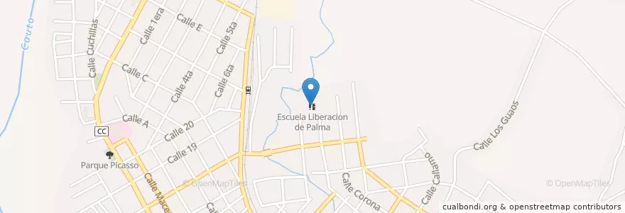 Mapa de ubicacion de Escuela Liberacion de Palma en کوبا, Santiago De Cuba, Palma Soriano, Ciudad De Palma Soriano.