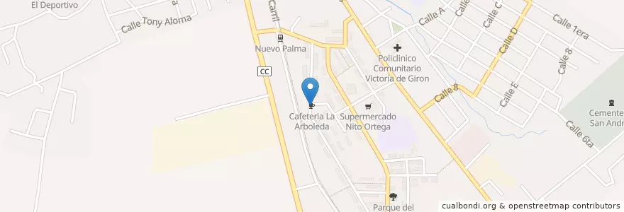 Mapa de ubicacion de Cafeteria La Arboleda en Cuba, Santiago De Cuba, Palma Soriano, Ciudad De Palma Soriano.