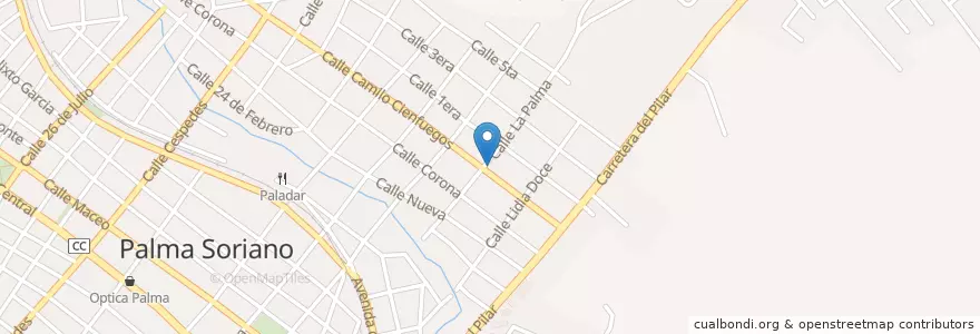 Mapa de ubicacion de Farmacia Camilo Cienfuegos en Cuba, Santiago De Cuba, Palma Soriano, Ciudad De Palma Soriano.