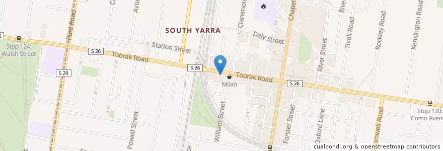 Mapa de ubicacion de Kozue Sushi en Avustralya, Victoria, City Of Stonnington.