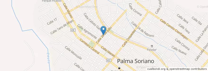 Mapa de ubicacion de Cine Palma en キューバ, Santiago De Cuba, Palma Soriano, Ciudad De Palma Soriano.