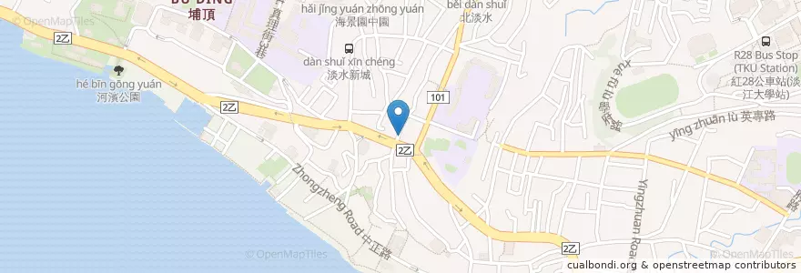 Mapa de ubicacion de 七條通日式煎餃 en Tayvan, 新北市, 淡水區.
