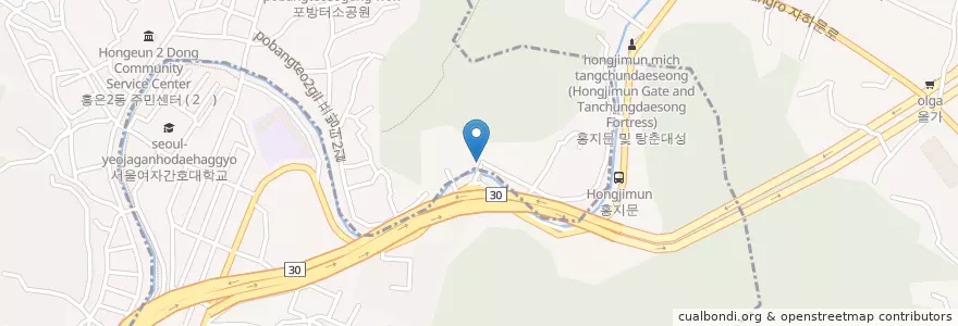 Mapa de ubicacion de 보도각백불 en South Korea, Seoul, Seodaemun-Gu, Hongeun-Dong, Hongje 3(Sam)-Dong.