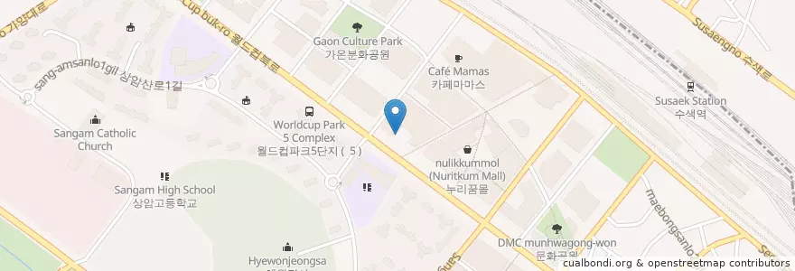 Mapa de ubicacion de KEB하나은행 en Korea Selatan, 서울, 마포구, 상암동.