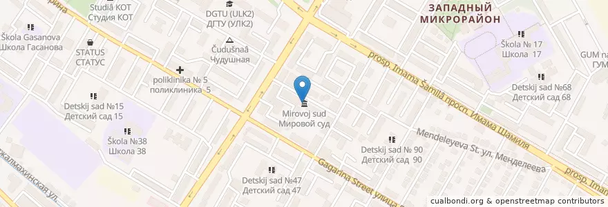 Mapa de ubicacion de Мировой суд en Russie, District Fédéral Du Caucase Du Nord, Daghestan, Городской Округ Махачкала.
