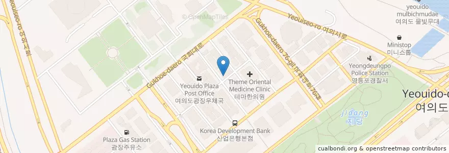 Mapa de ubicacion de KFC (켄터키후라이드치킨) en 대한민국, 서울, 영등포구, 여의동.