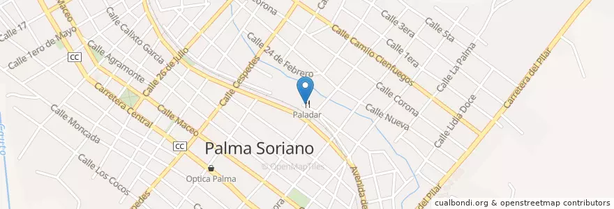 Mapa de ubicacion de Paladar "El Sabroso" en كوبا, Santiago De Cuba, Palma Soriano, Ciudad De Palma Soriano.